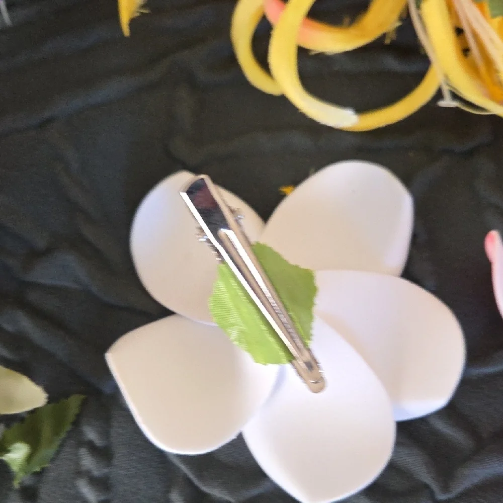 Floral Hair Clips Set Of 5 - Orchid, Plumeria, Tropical Flowers